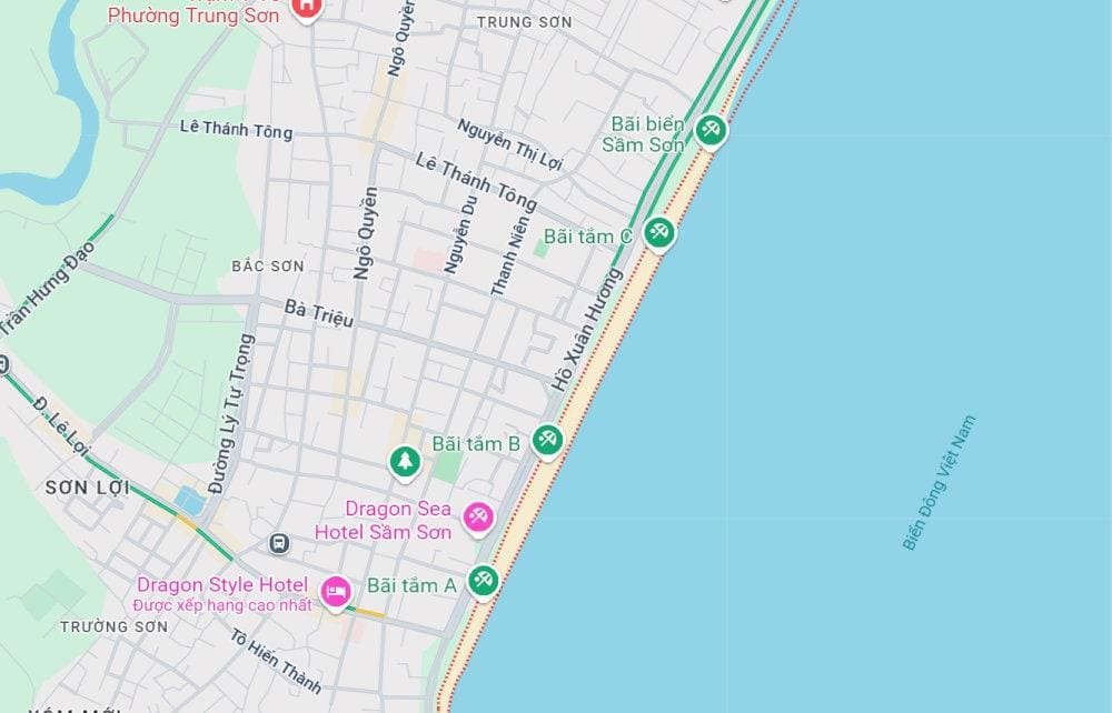 Vị trí của bãi biển Sầm Sơn (Nguồn: Internet).